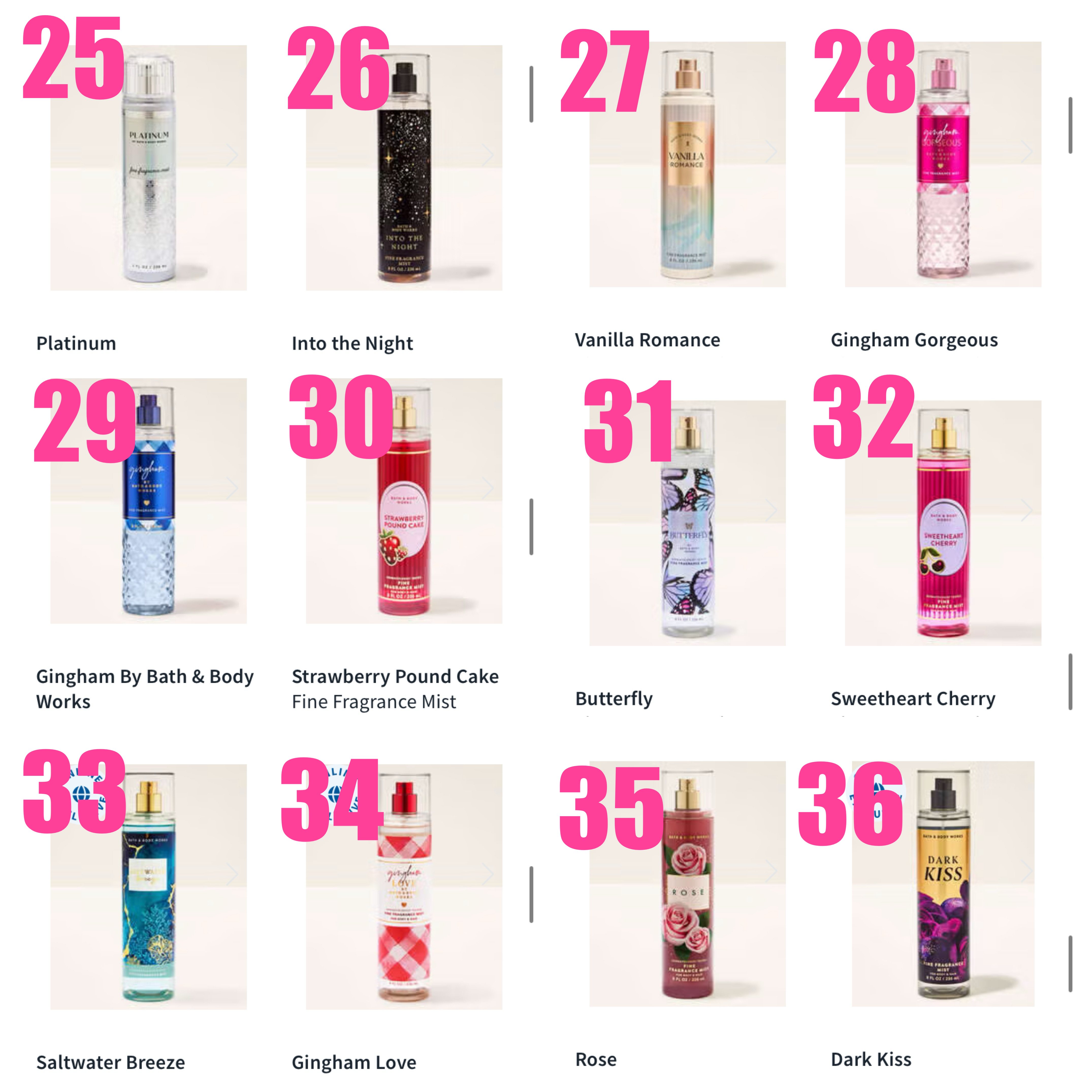 バスアンドボディワークス フレグランス ボディミスト 6点 (Bath