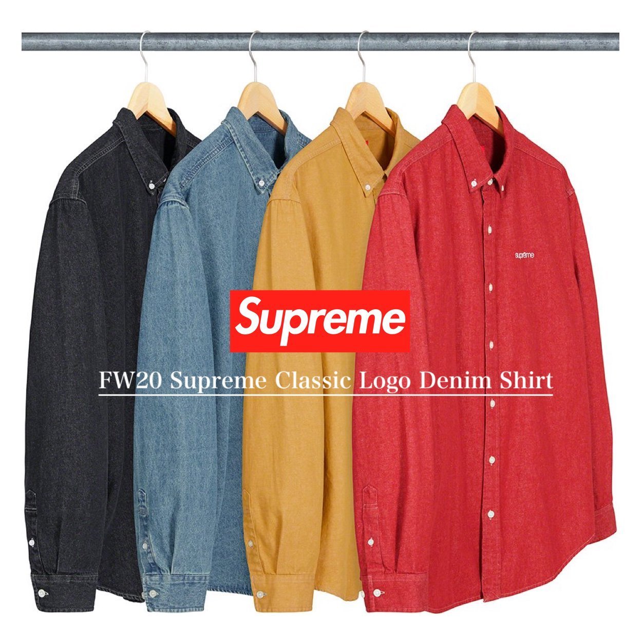 FW20 Supreme Classic Logo Denim Shirt - デニム シャツ (Supreme