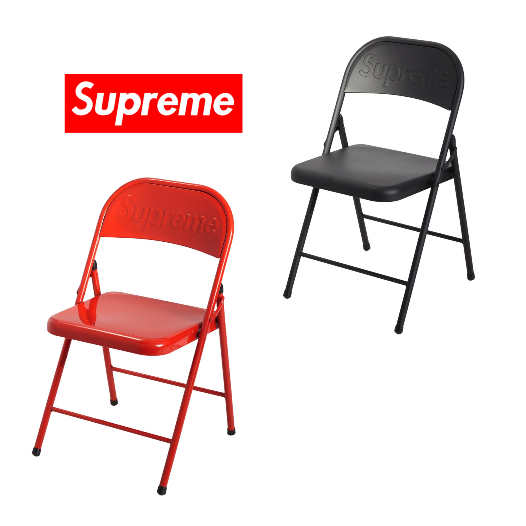 20AW】Supreme メタル 折り畳みイス ブラック レッド (Supreme/椅子