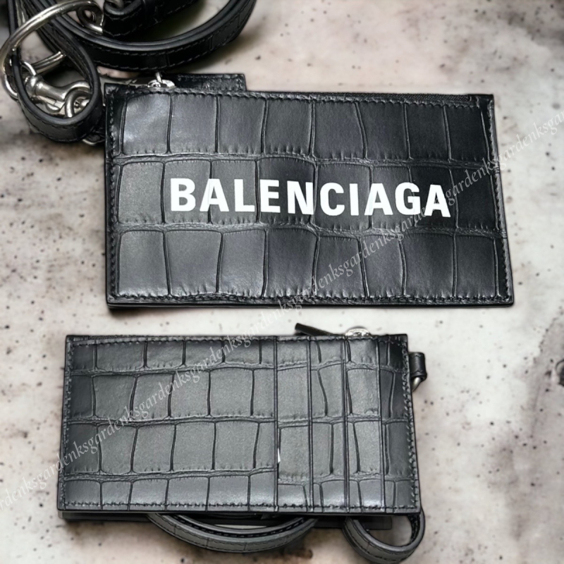 限定！BALENCIAGA☆CASH CARD CASE ON KEYRING クロコ型押☆即納