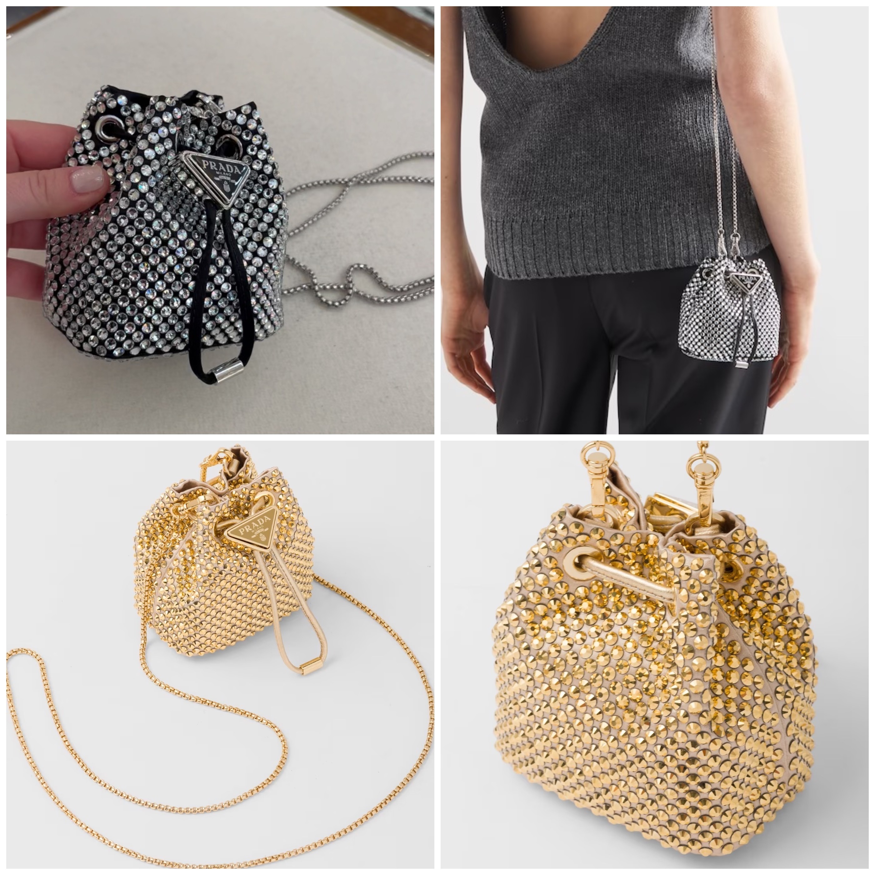 PRADA【入手困難】クリスタル サテン ミニポシェット☆ 全色 (PRADA