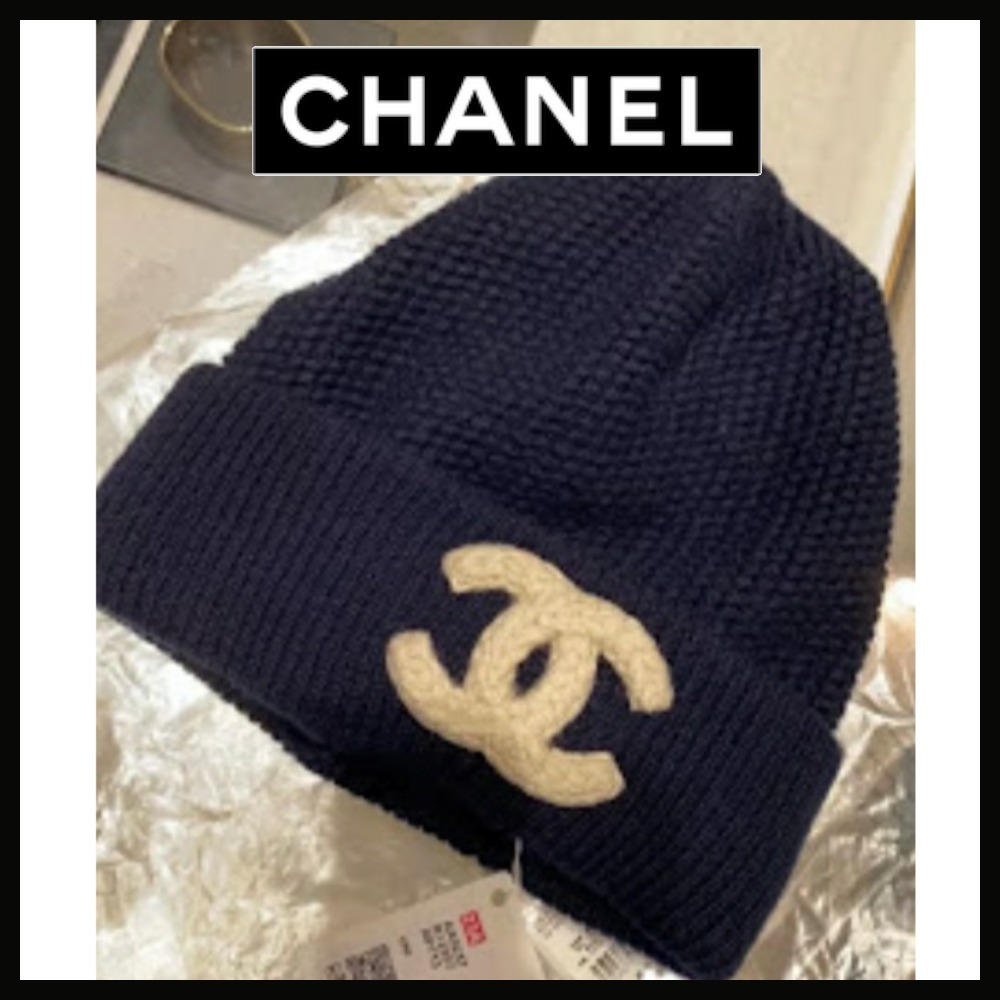 大人気♡】CHANEL ニット帽 ネイビー (CHANEL/ニットキャップ
