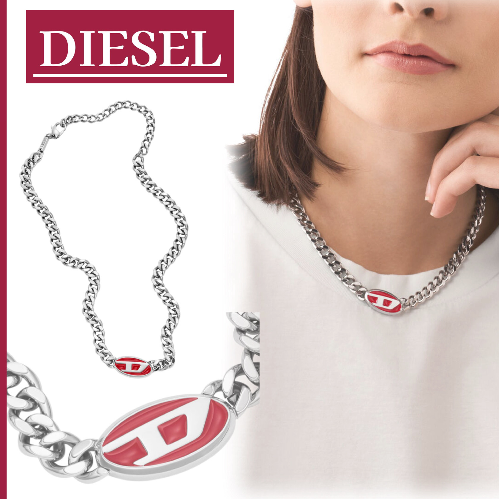 ギフトに】DIESEL『Dx1446 チェーンネックレス』送料込 (DIESEL