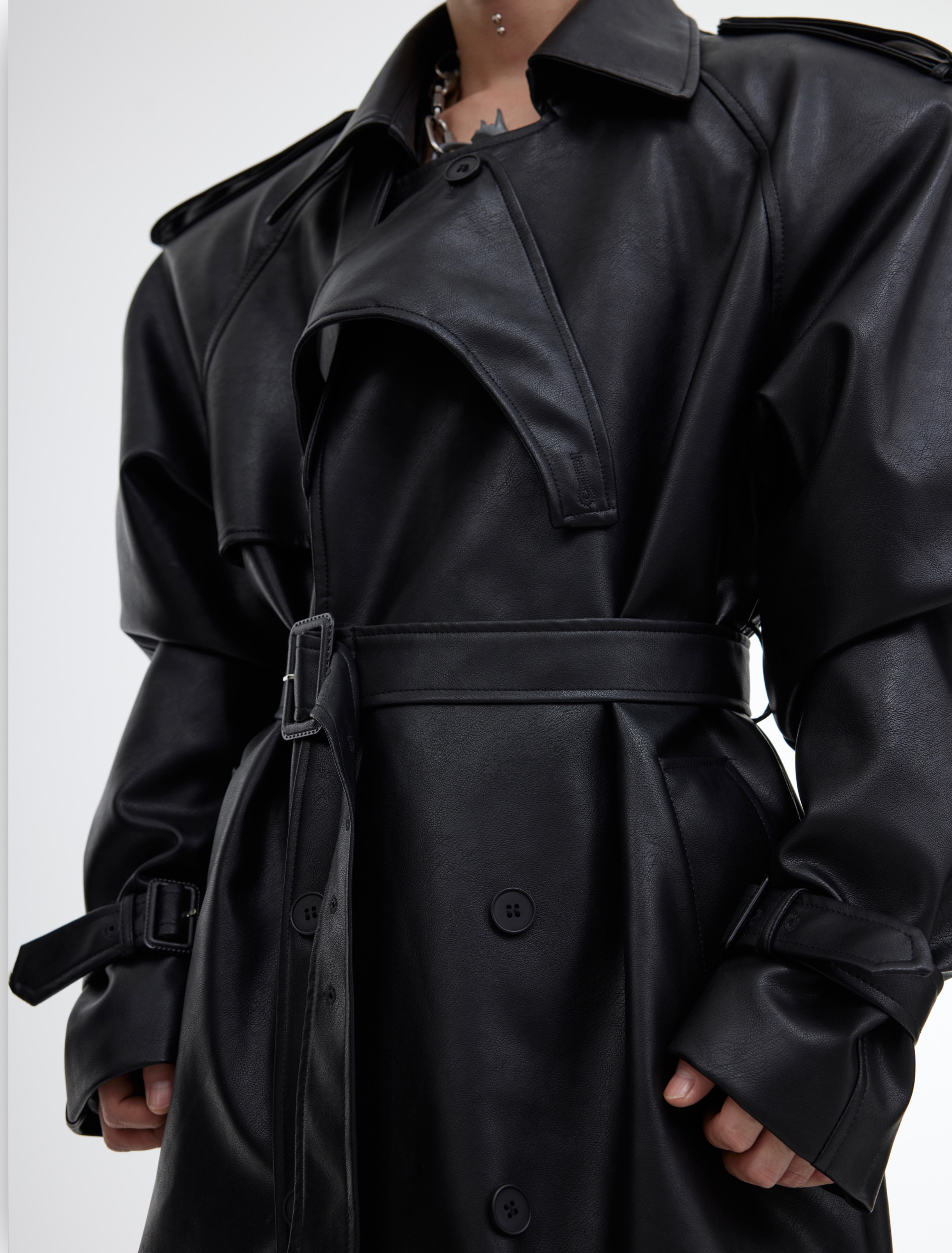 Argue Cultureレザーコートロングジャケットおしゃれストリート (Argue