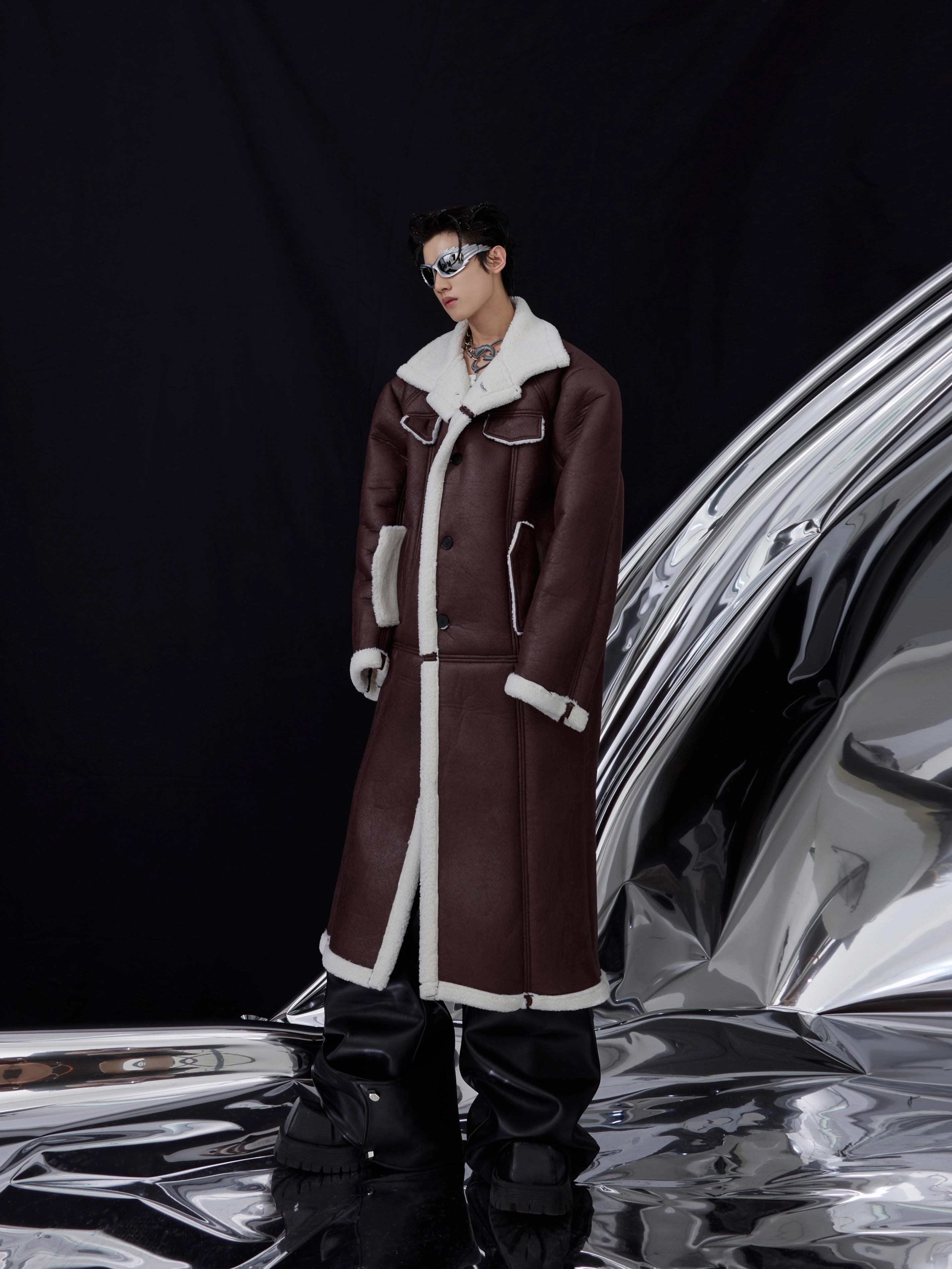 Argue Culture レザーコート ロングジャケット 裏起毛 人気 (Argue