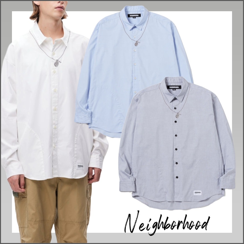 国内発【NEIGHBORHOOD】MEDAL & CROSS EMBROIDERY SHIRT LS