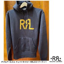 ダブルアールエル] フェイドネイビー RRLロゴ フーディー (RRL