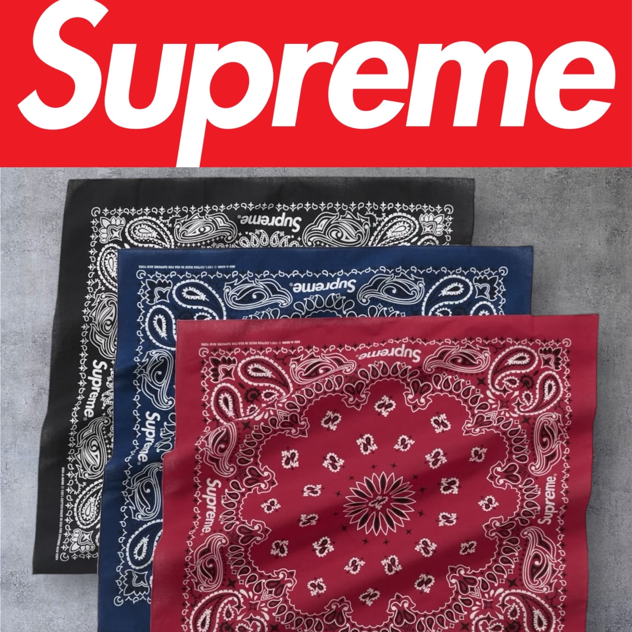 2024SS】Supreme Hav-A-Hank Bandanas(Pack of 3） (Supreme