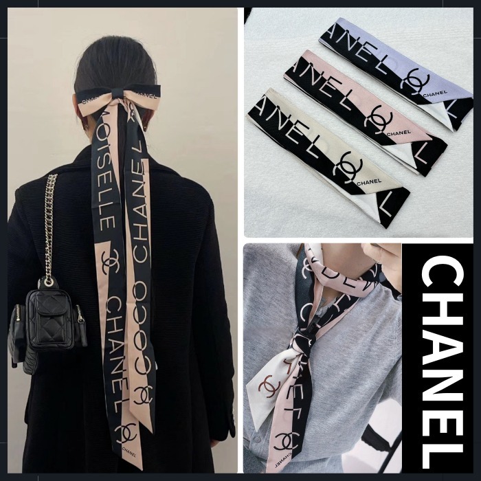 24K◇大人可愛い◇CHANEL ツイリー シルクヘアバンド (CHANEL/スカーフ