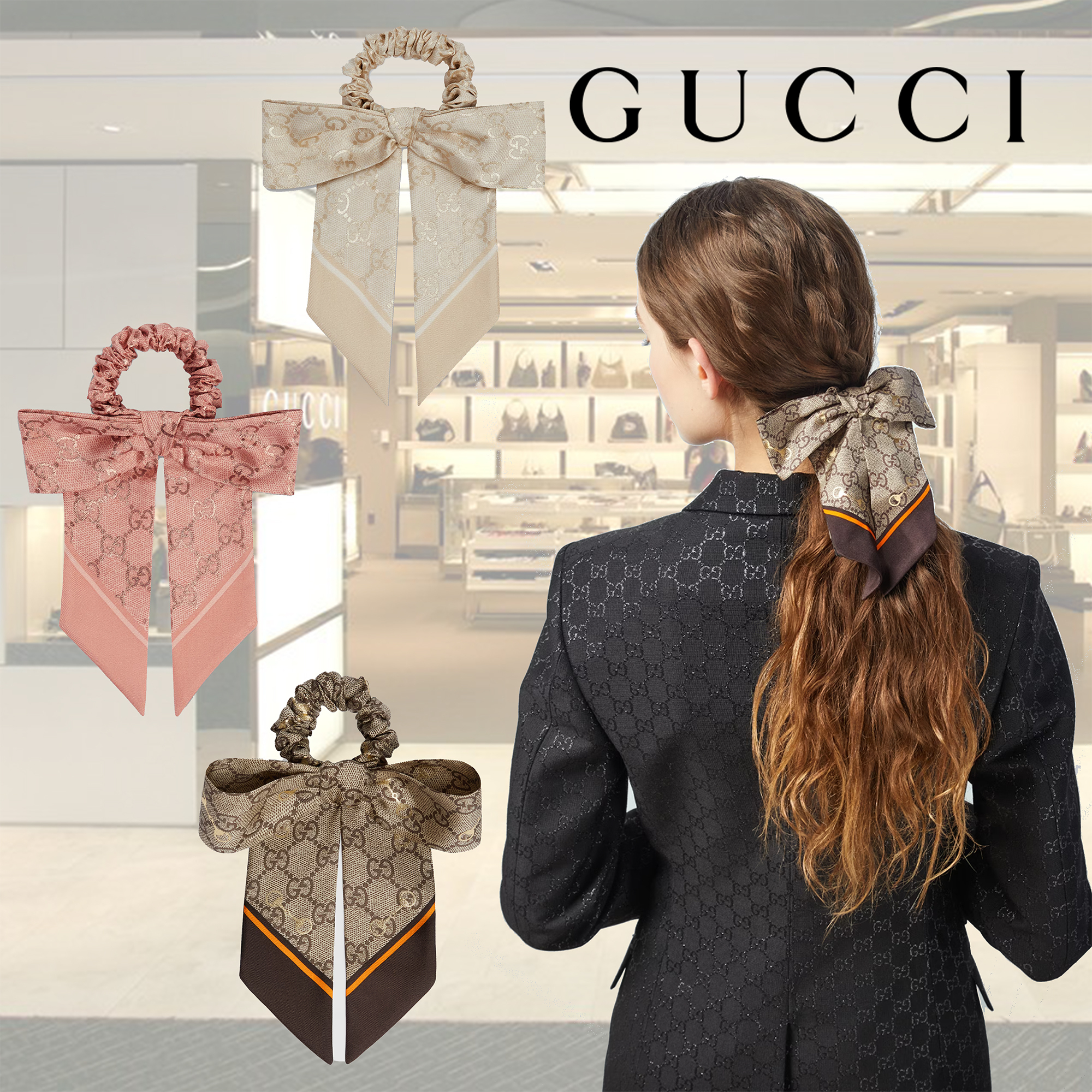 GUCCI】GG シルクジャカード シュシュ (GUCCI/ヘアアクセサリー