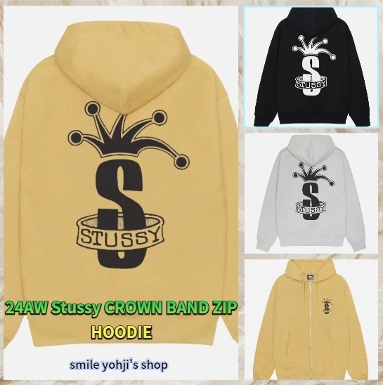 ☆24AW 大人気☆Stussy CROWN BAND ZIP HOODIE (STUSSY/パーカー