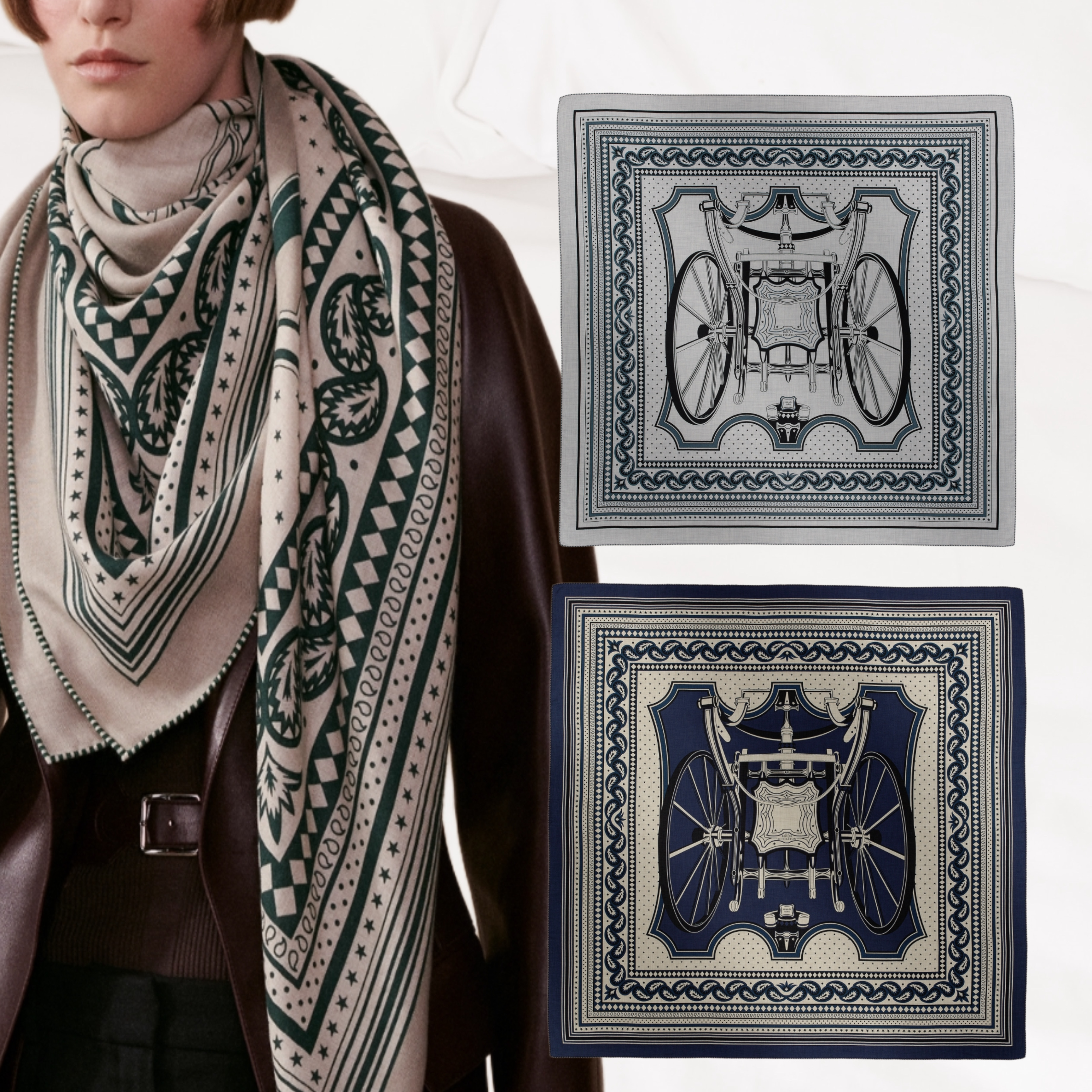 ☆HERMES☆ 140 カシシル バンダナ 四輪馬車の車輪 (HERMES/スカーフ