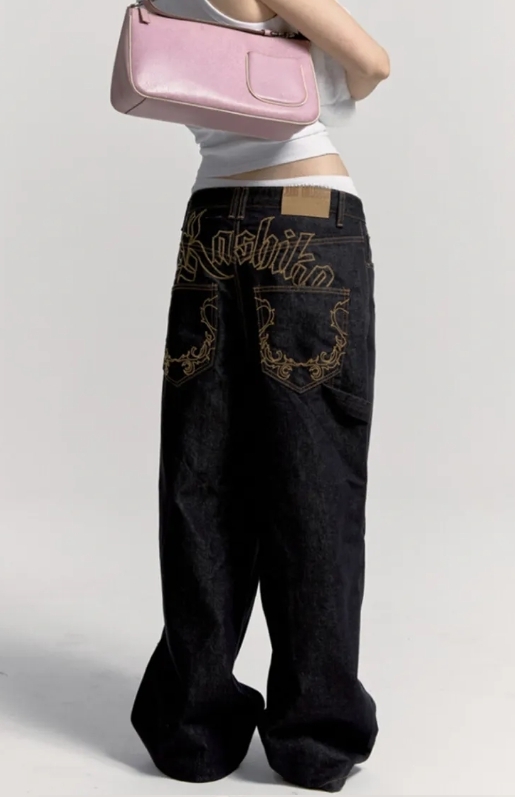 Kashiko】☆送料・関税込☆Embroied Nonfade Denim Pants (Kashiko