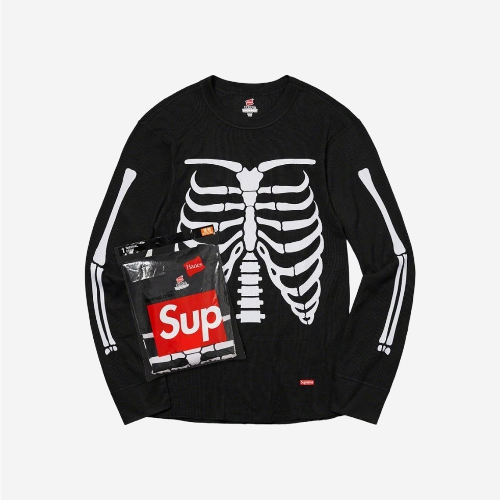 Supreme】 Hanes Bones Thermal Crew Black (1 Pack) (Supreme/Tシャツ