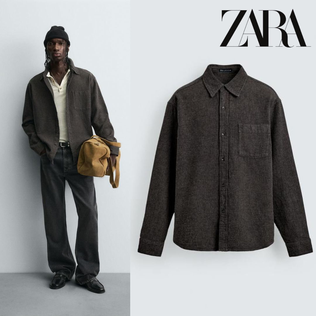 ZARA］リラックスフィット テクスチャード シャツジャケット (ZARA