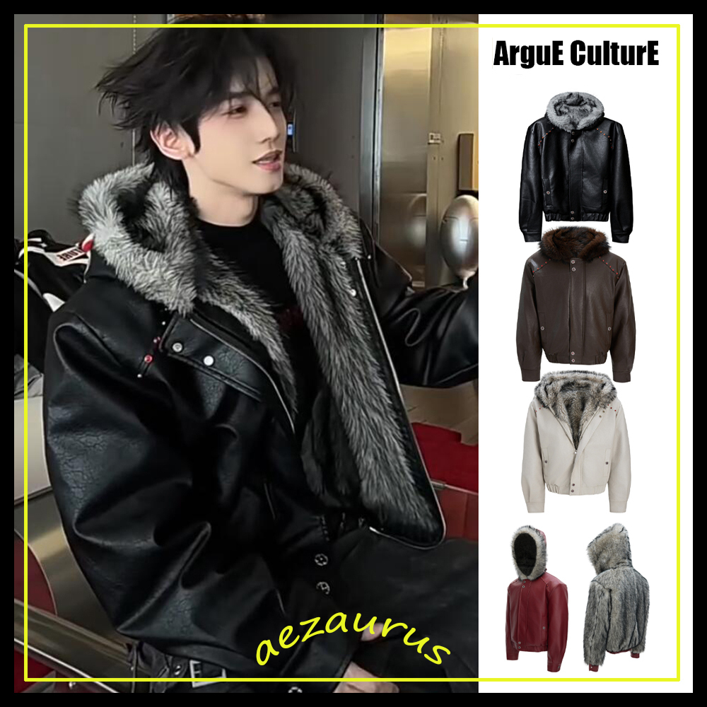 ArguE CulturE 厚手 裏地ファー フェイクレザー 中綿ジャケット (Argue