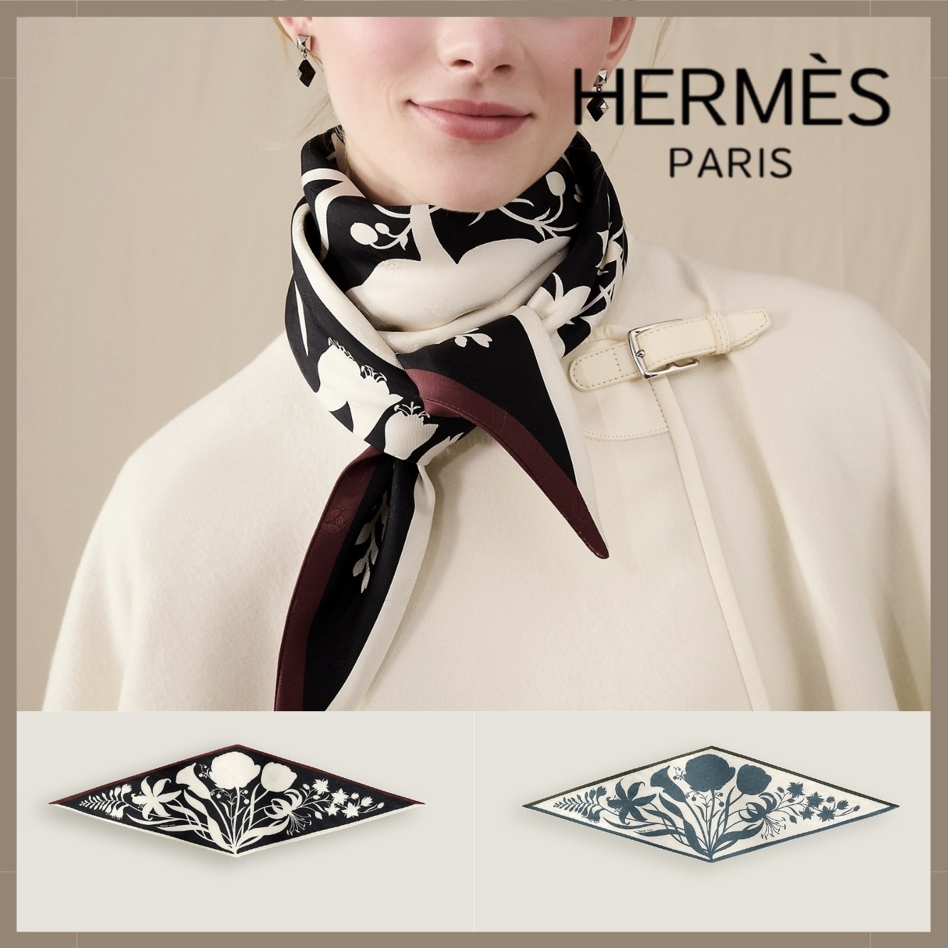 上品◇エレガント【HERMES】Bouquet Final losange スカーフ (HERMES