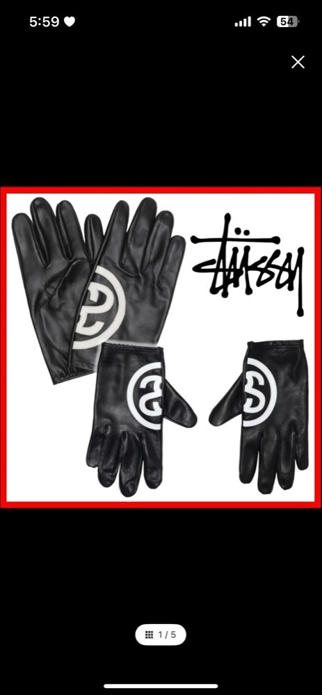 ☆韓国の人気☆【Stussy】☆SS LINK LEATHER GLOVES☆BLACK☆ (STUSSY