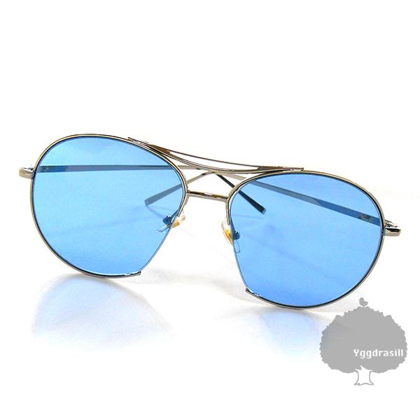 YGG☆ツーブリッジ カラーレンズ サングラス メガネ 青 ブルー