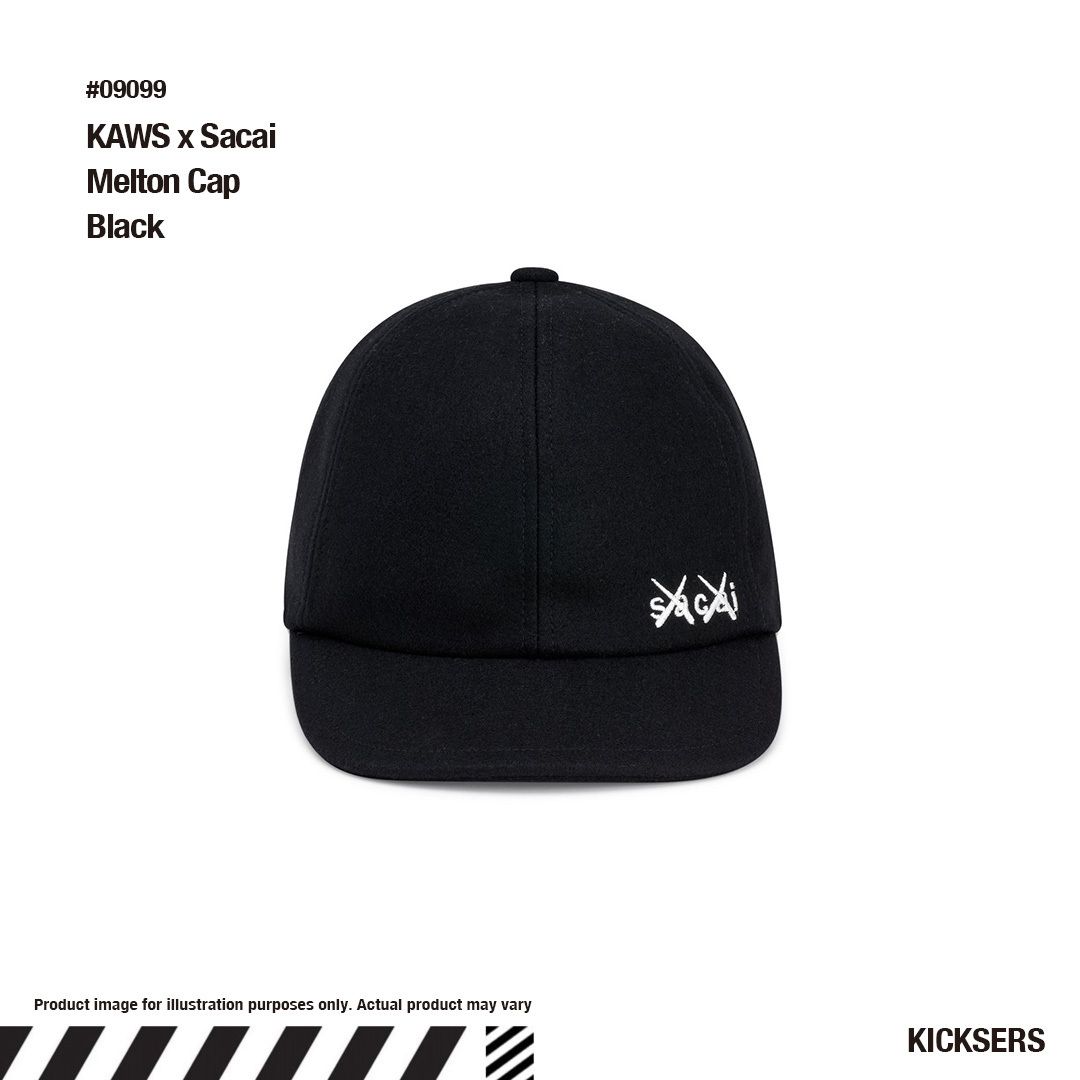 サカイ カウズ メルトン キャップKAWS x Sacai Melton Cap Black