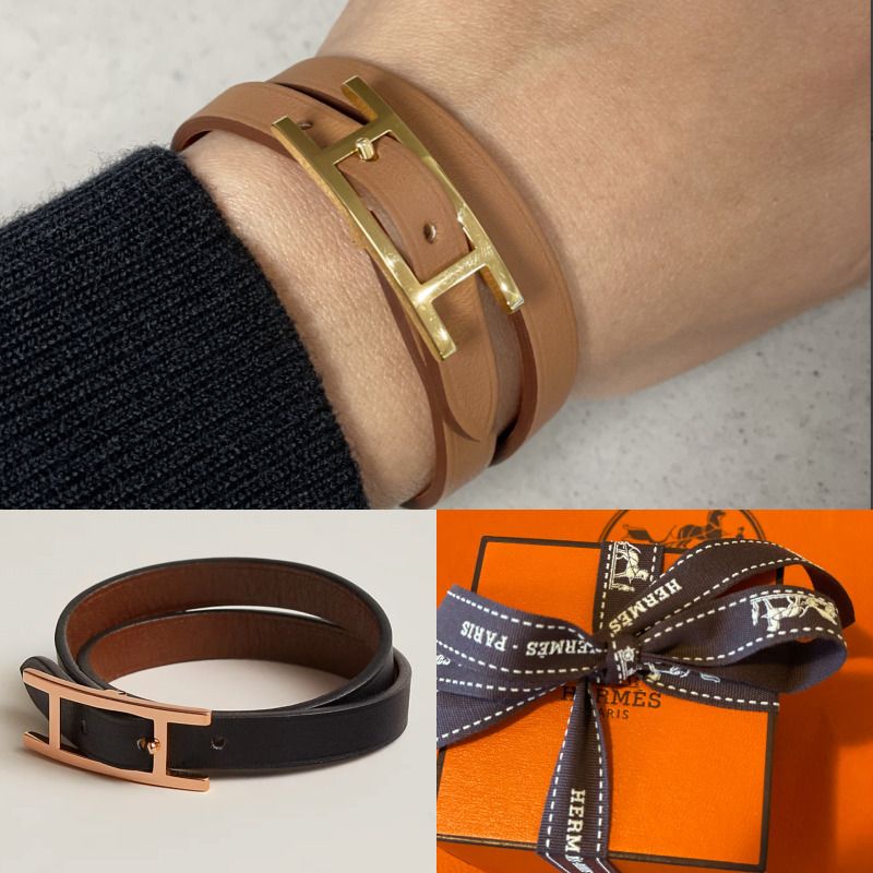 大人気】Hermesレザーブレスレット ビーアピ ドゥブルトゥール (HERMES