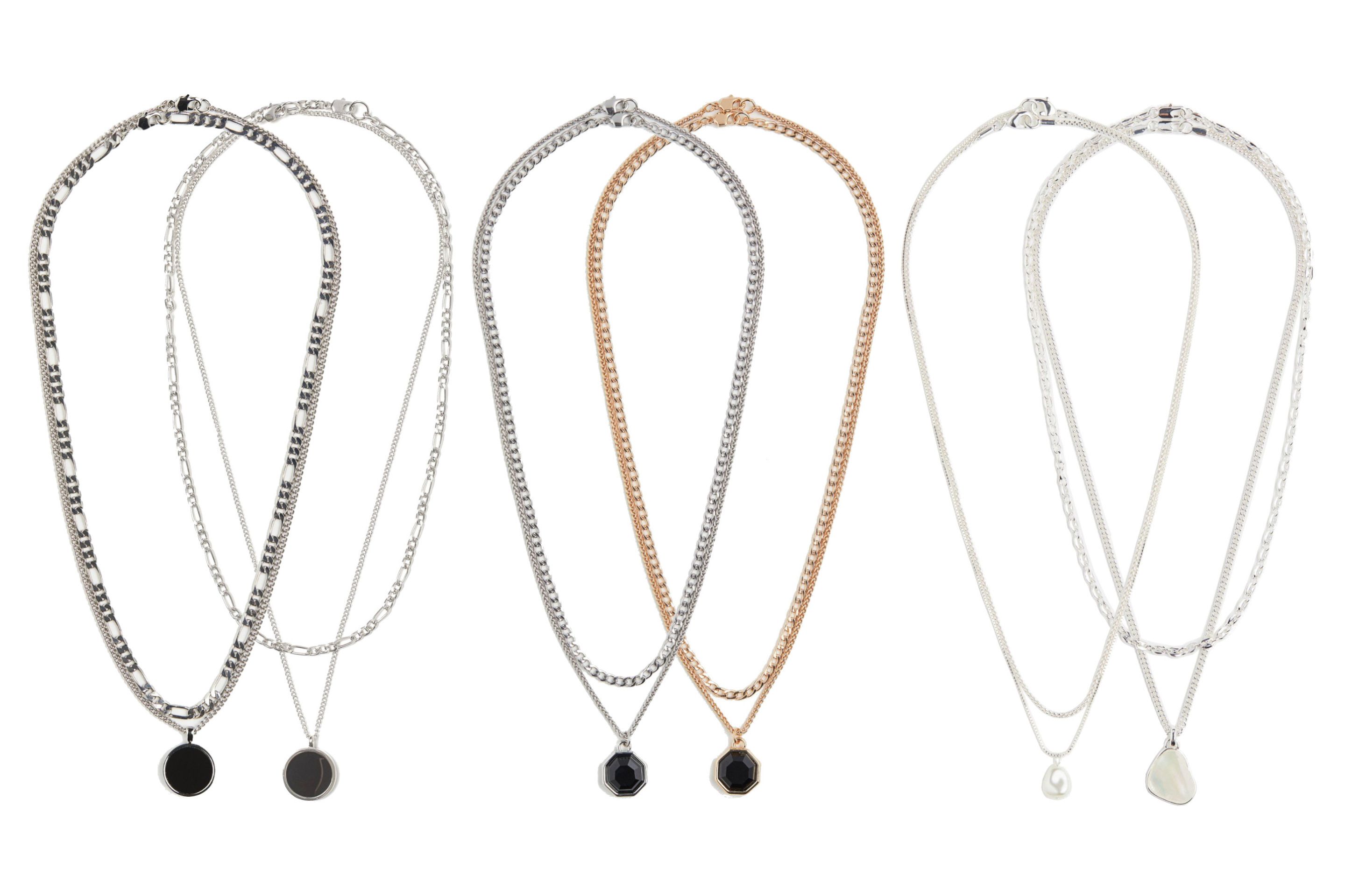 H&M ペンダントトップ付 メタルチェーン ネックレス 2本セット (H&M