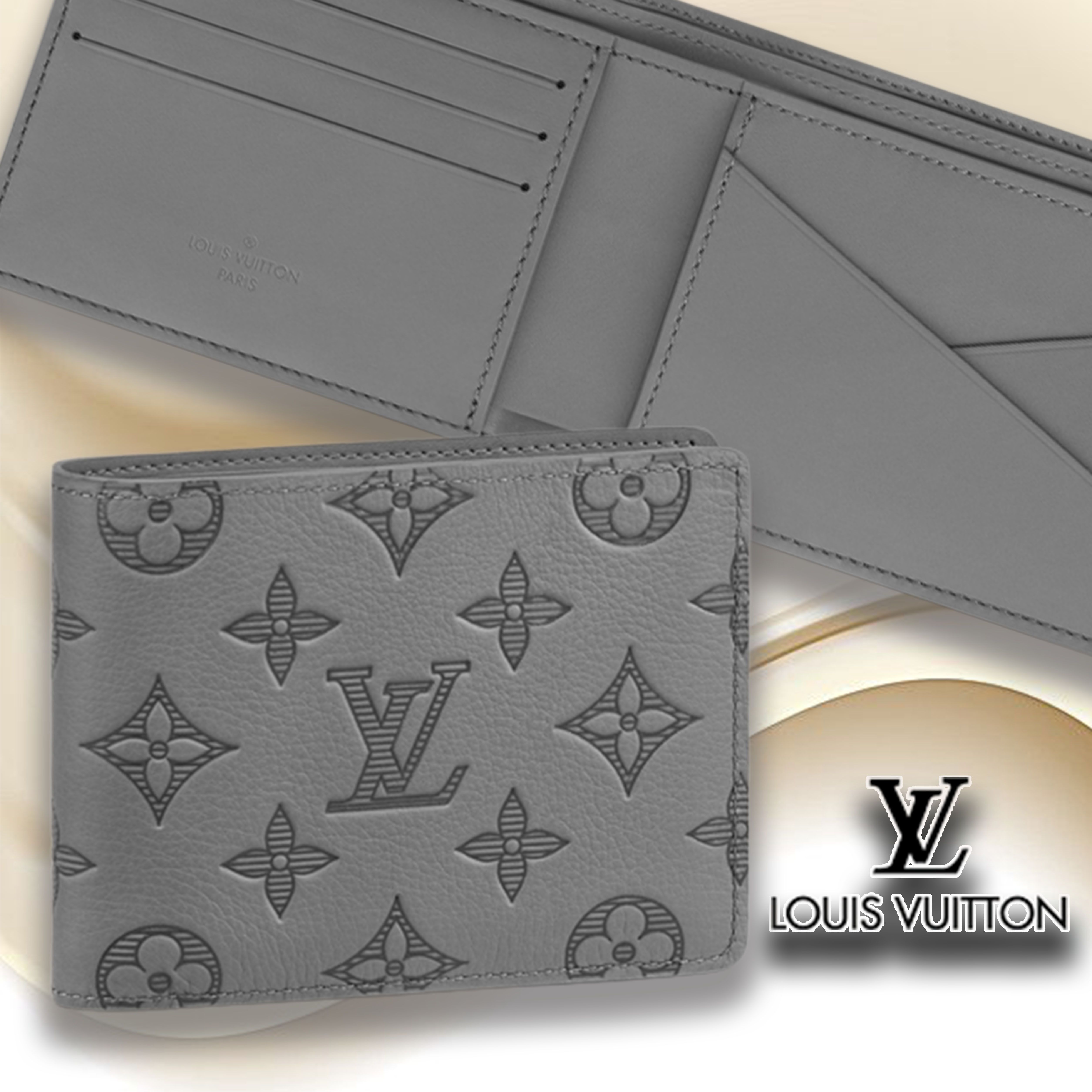LV◇ 完売前に!! 財布 折り畳み グレー モノグラム レザー ロゴ (Louis
