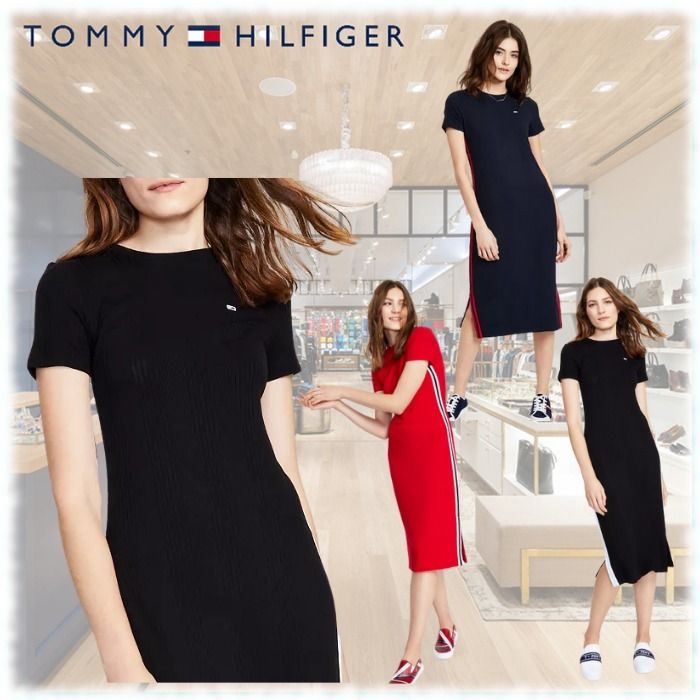 新作セール! Tommy Hilfiger 美ライン リブニット ワンピース (Tommy