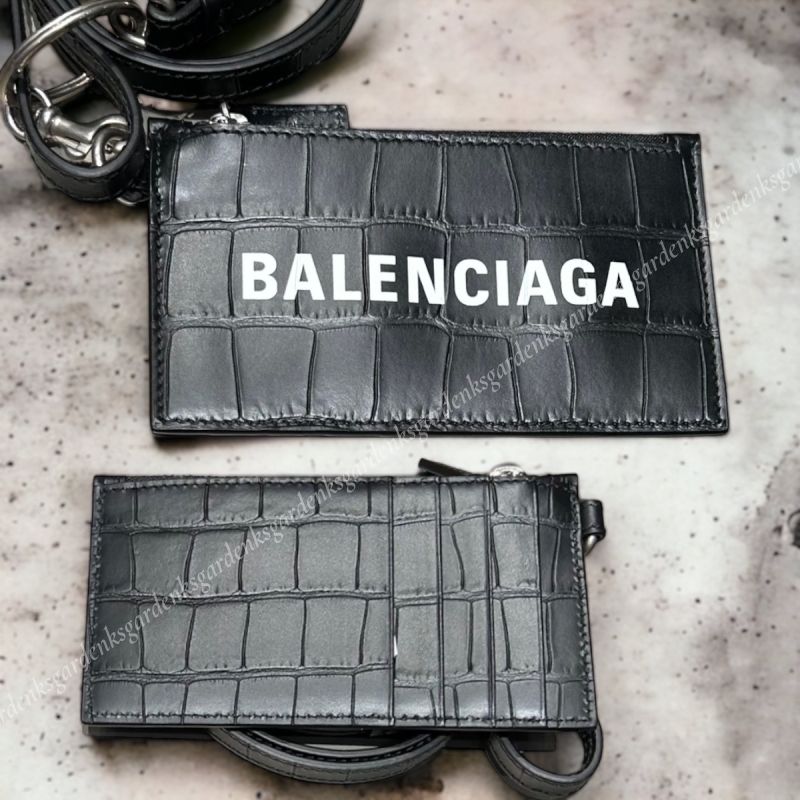 限定！BALENCIAGA☆CASH CARD CASE ON KEYRING クロコ型押☆即納