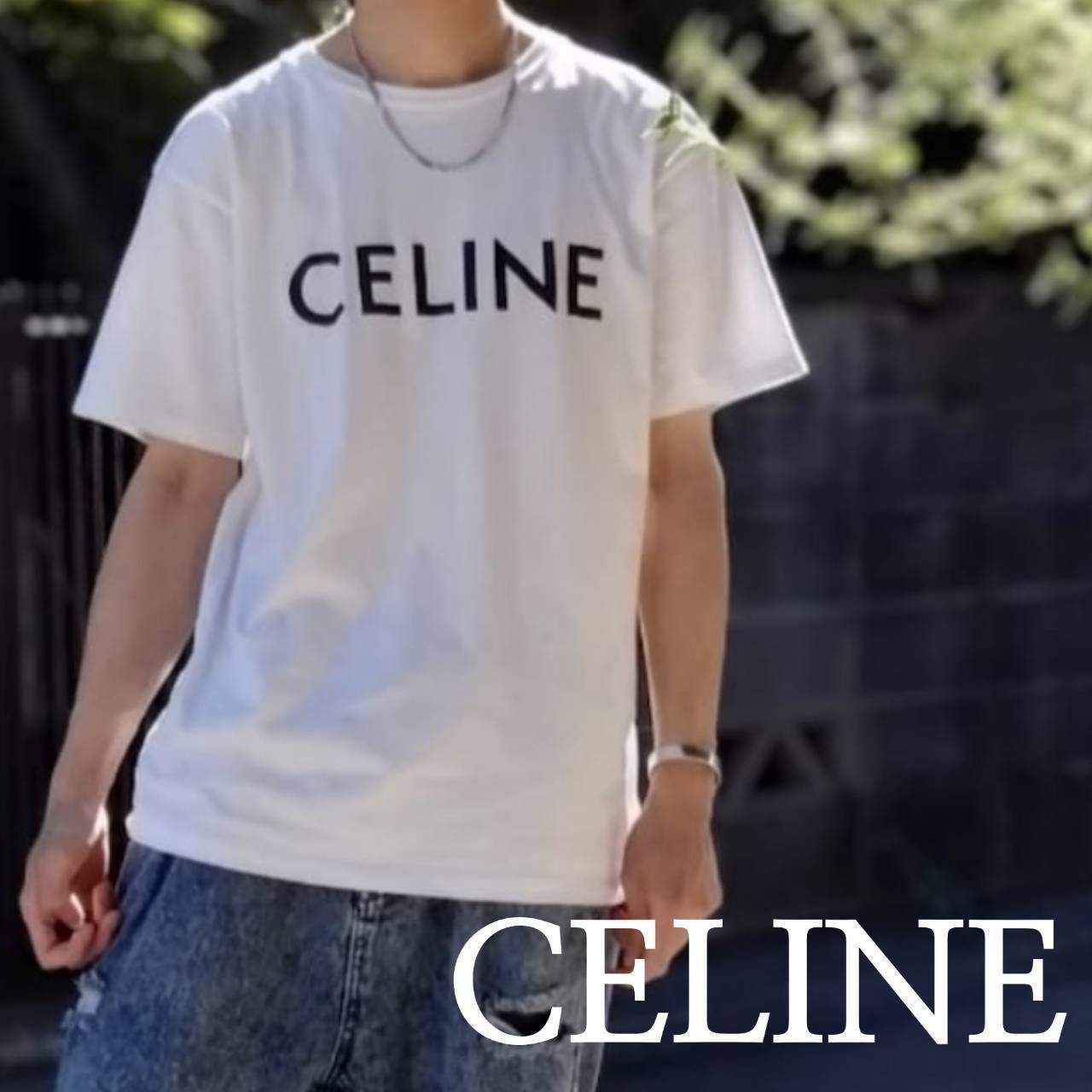 大人気□CELINE□ セリーヌ ロゴプリントルーズTシャツ (CELINE/T