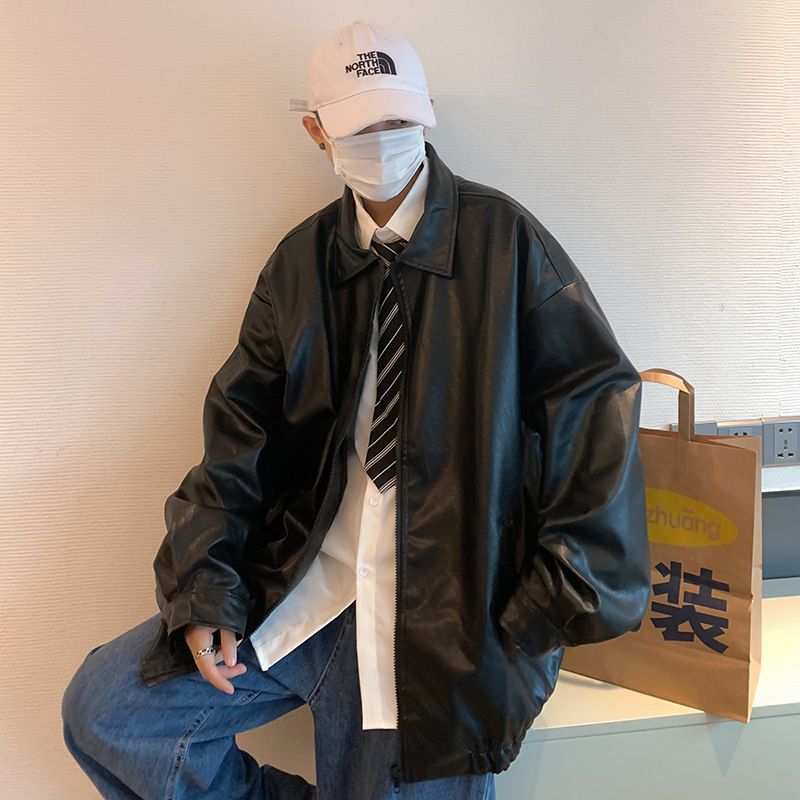 メンズ レザージャケット PUレザー オーバーサイズ ビジネス (レザー