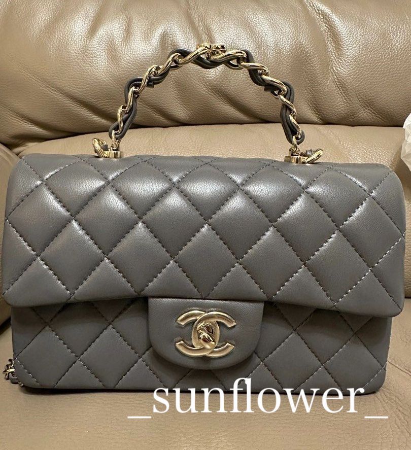 シャネル 23K トップハンドルフラップバッグ グレー (CHANEL