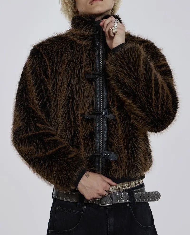 人気【JADED LONDON】UK発 MENDOZA フェイク ファー ジャケット (JADED