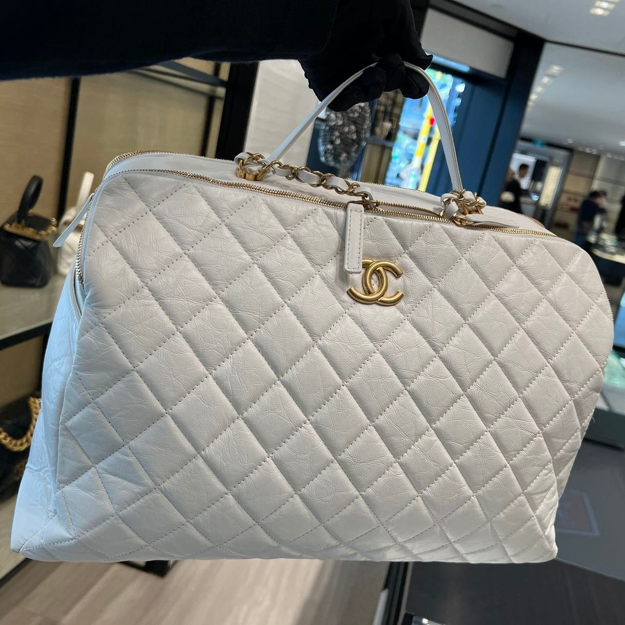 CHANEL】旅行に最適☆シャネル ボストンバッグ ストラップ付 (CHANEL