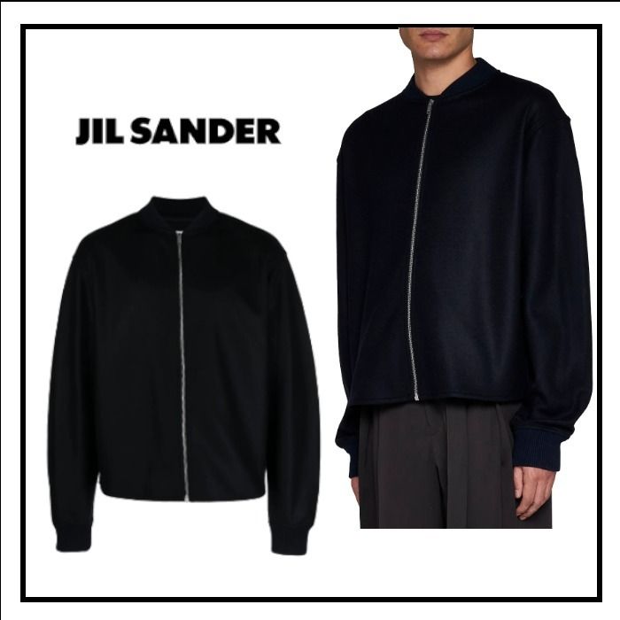 SALE】JilSanderジップアップボンバージャケット黒ネイビーNEW (Jil