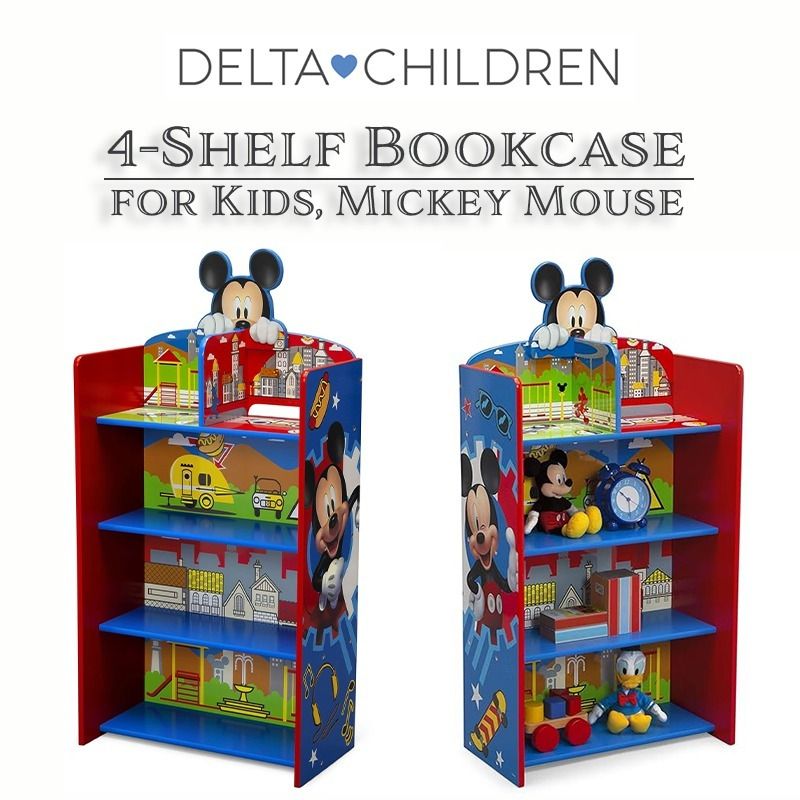 ミッキーマウス 木製プレイハウス 4棚本棚 子供用インテリア (Delta
