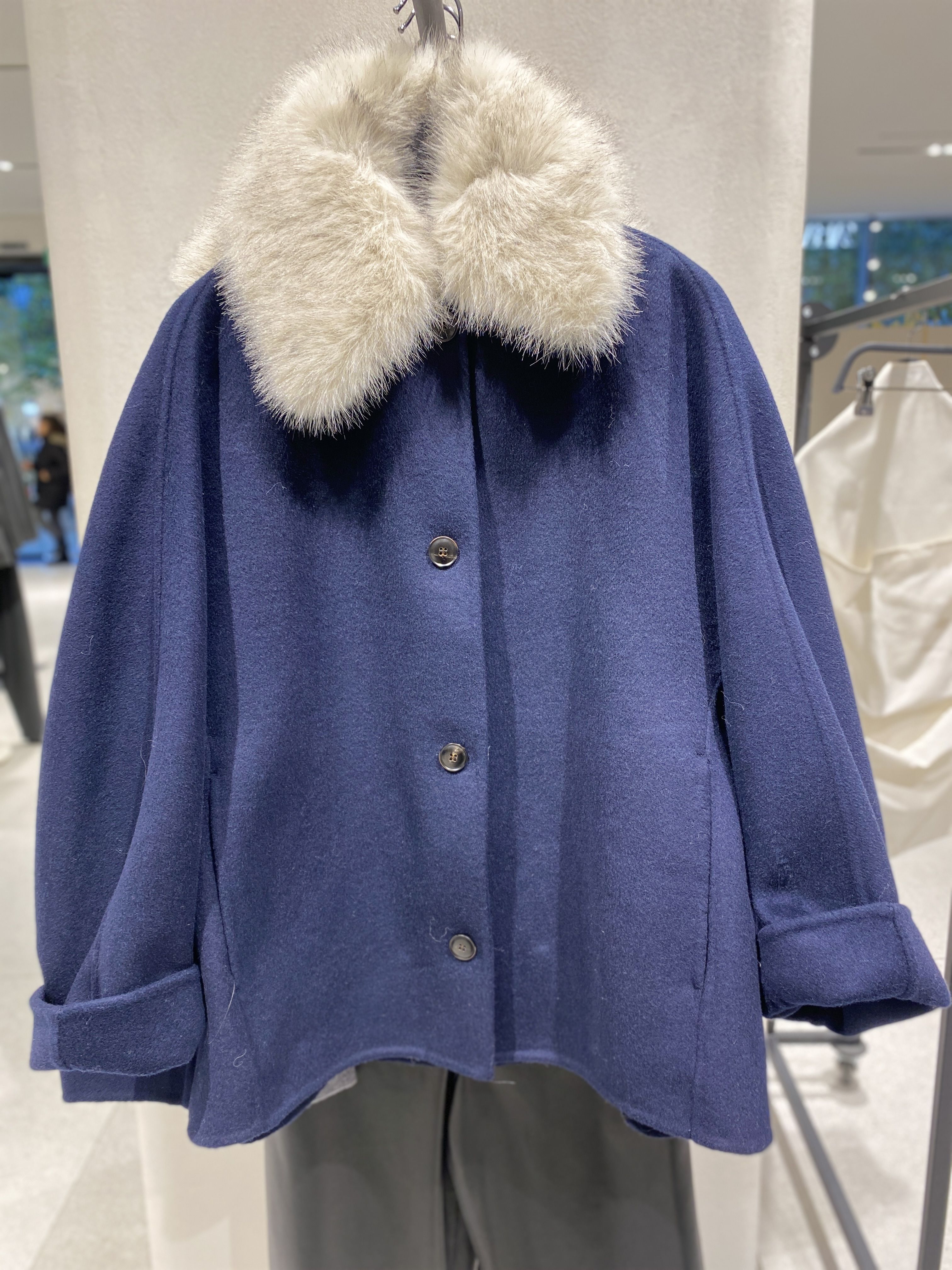 ZARA】ZW ウールブレンドフェイクファーカラー ジャケット (ZARA