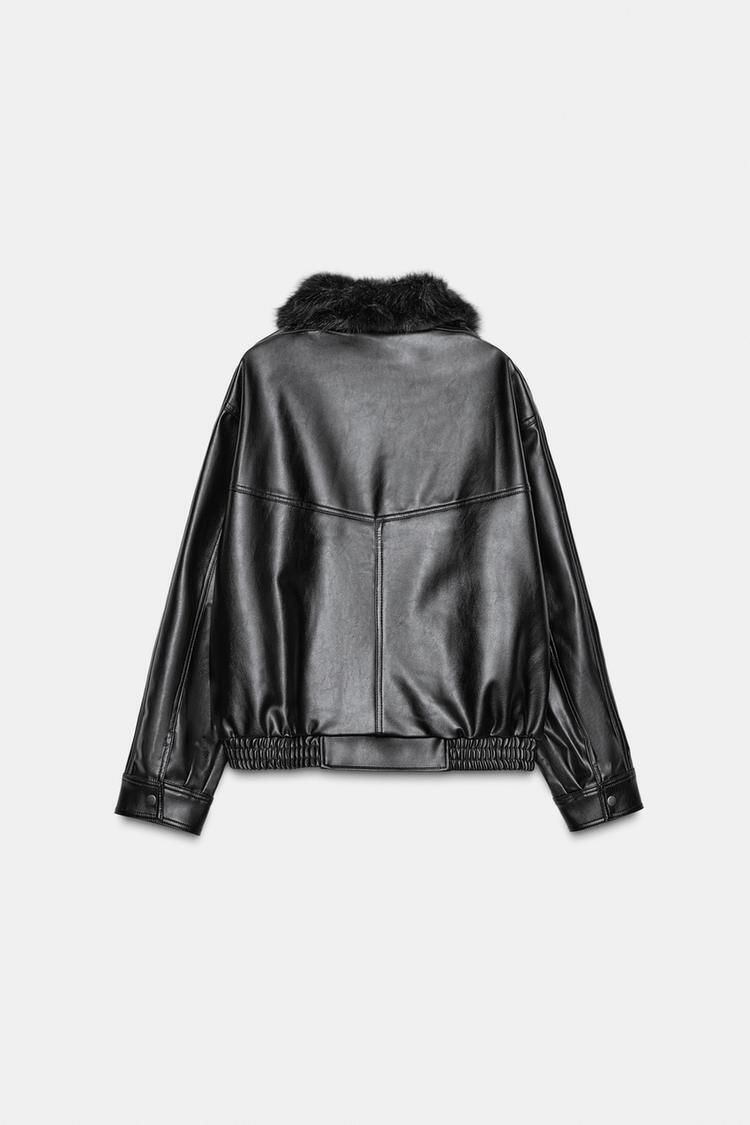 ZARA】取り外し可能なフェイクファー襟付きジャケット (ZARA