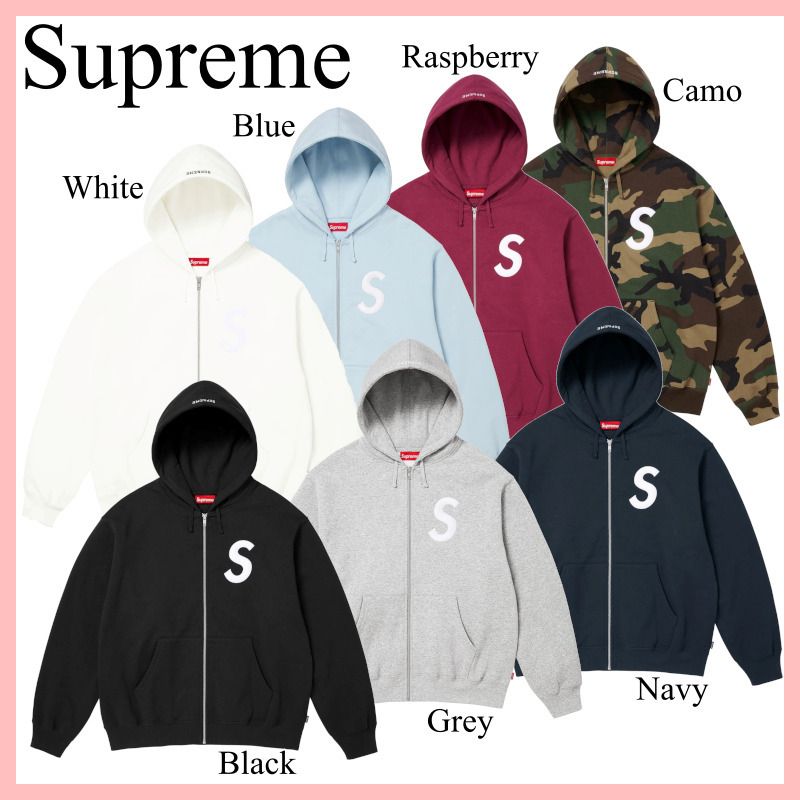 Supreme S ロゴ ジップアップ パーカー 7色 送料込み (Supreme