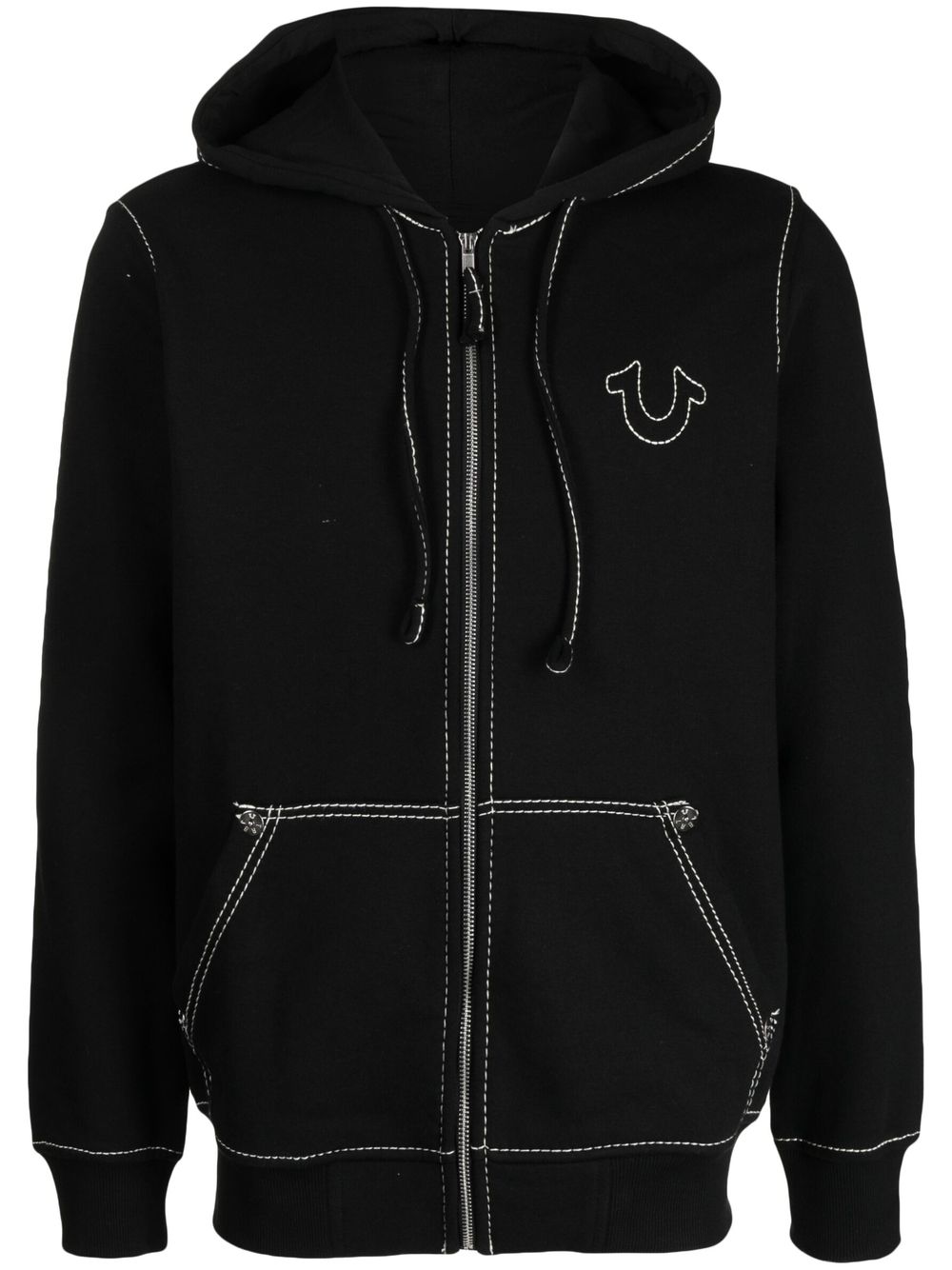 True Religion Big T zip-up Hoodie | Black | FARFETCH NO