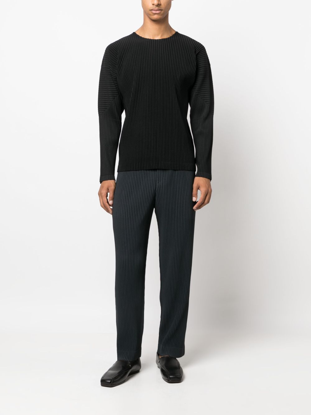 Homme Plissé Issey Miyake プリーツ ロングTシャツ | ブラック