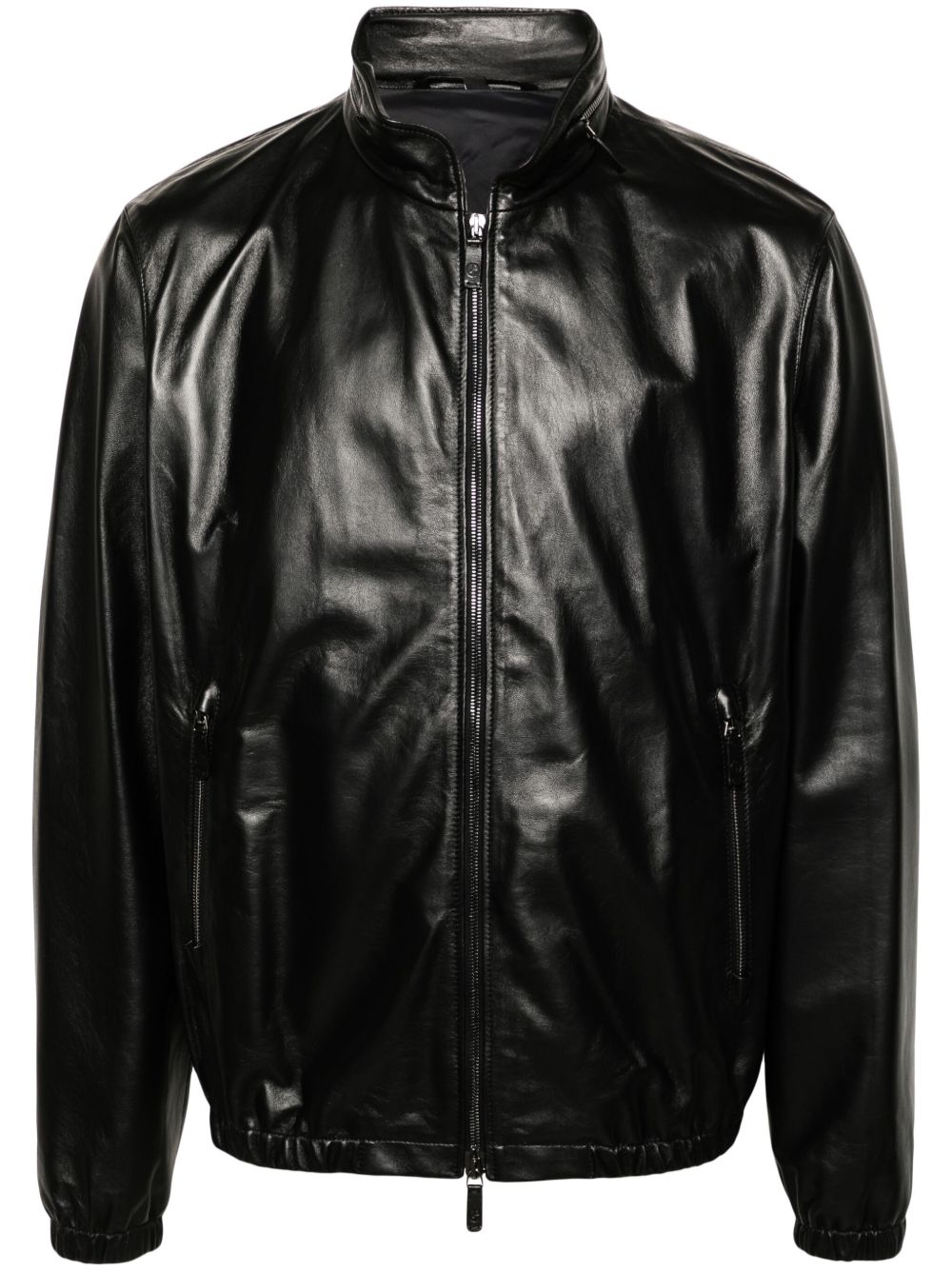 Giorgio Armani ジップアップ レザージャケット | ブラック | FARFETCH JP