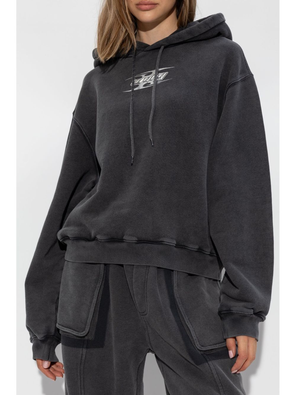 Alexander Wang blade-logo Cotton Hoodie | Black | FARFETCH