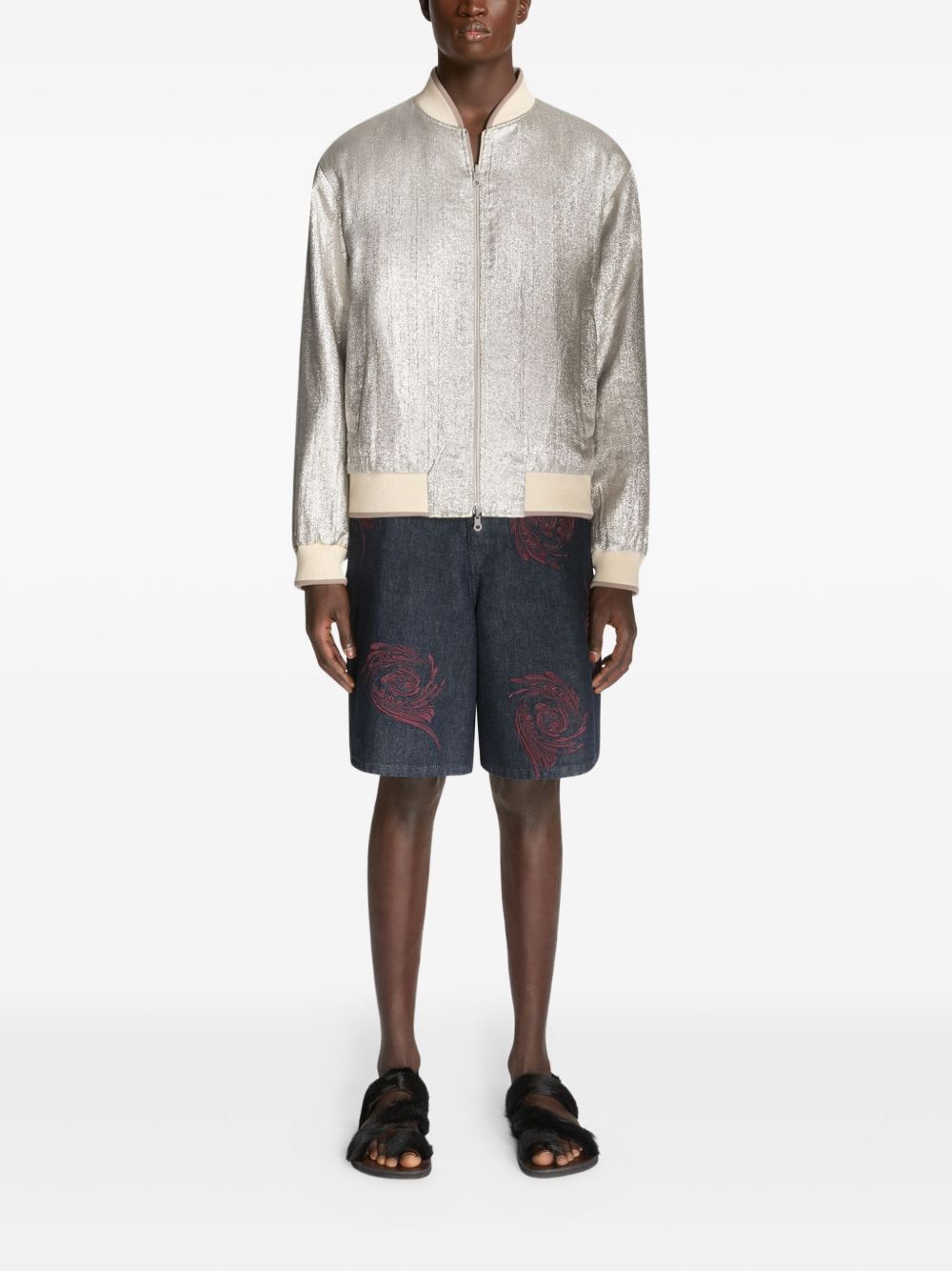 DRIES VAN NOTEN エンブロイダリー ボンバージャケット | ニュートラル