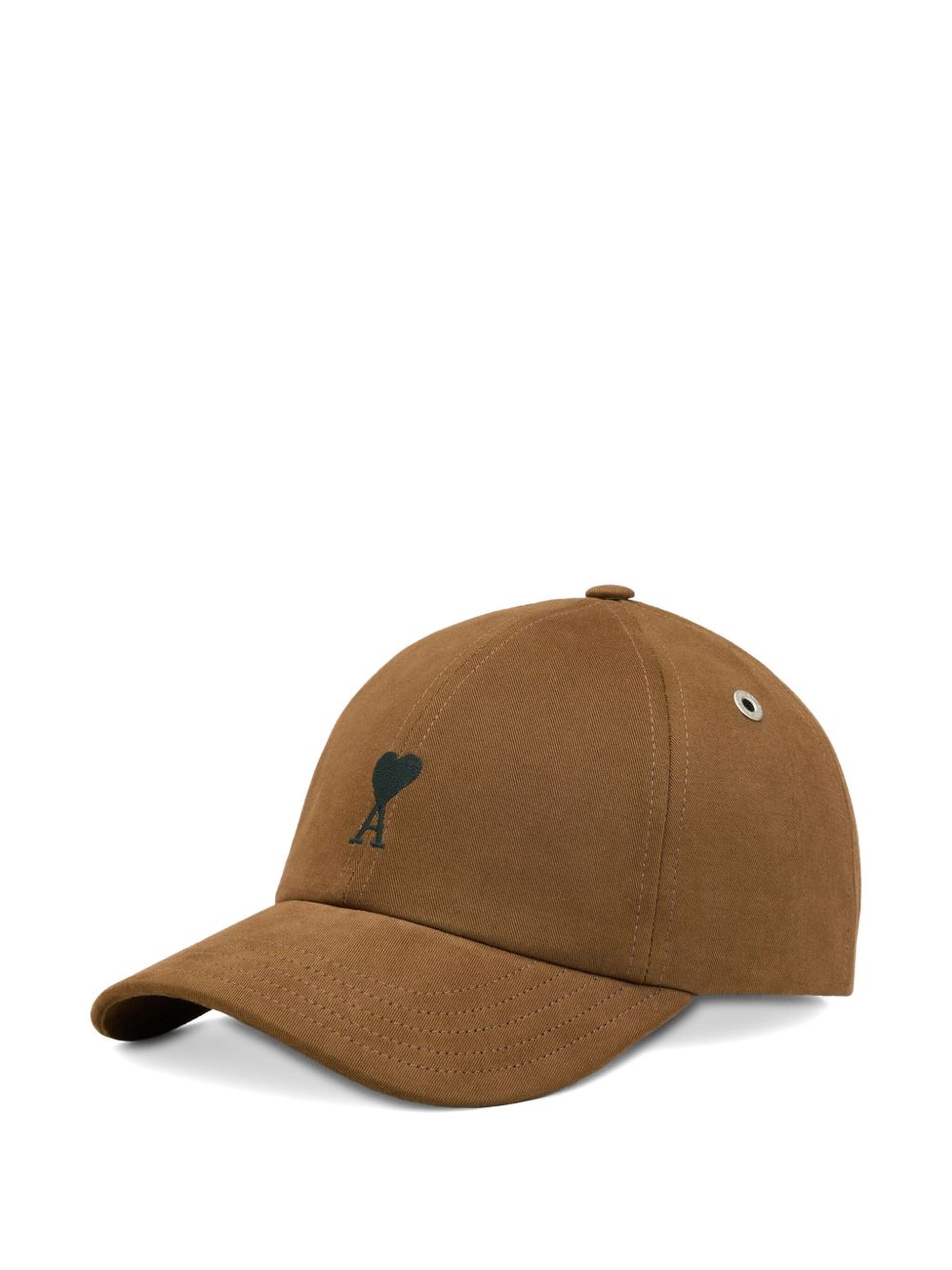 AMI Paris Ami De Coeur Embroidered Cap | Brown | FARFETCH AZ