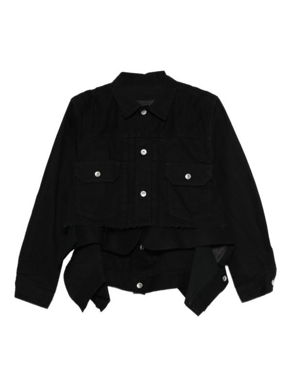Sacai レイヤード デニムジャケット | ブラック | FARFETCH JP