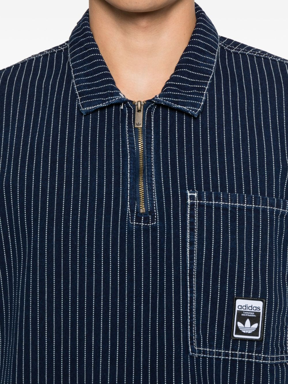 Adidas Wabash Pinstripe half-zip Polo Shirt | Blue | FARFETCH