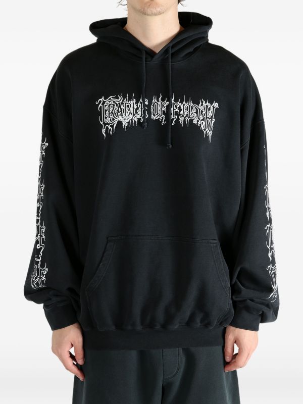 VETEMENTS graphic-print cotton-blend Hoodie | ブラック | FARFETCH JP