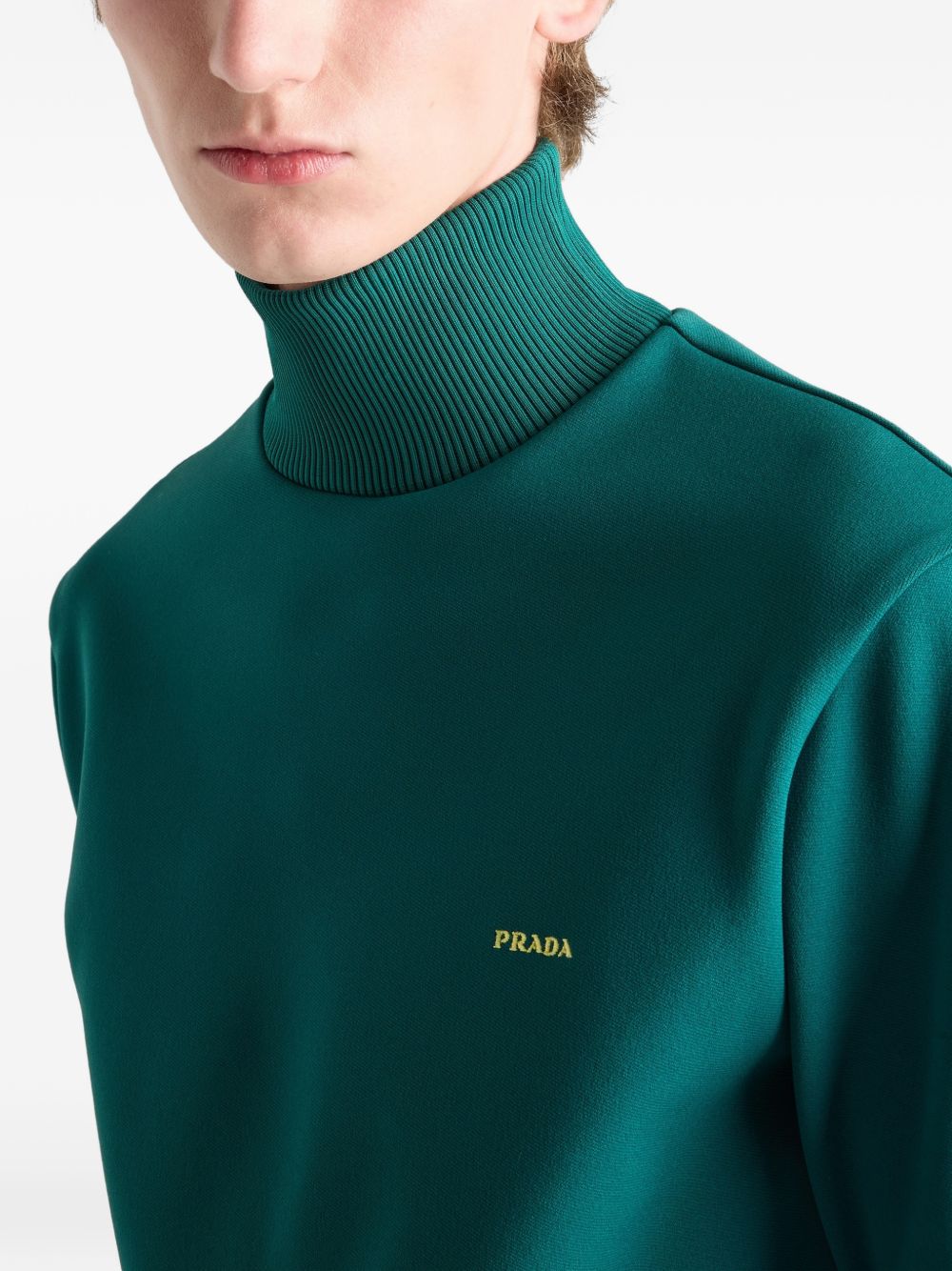 Prada logo-embroidered Turtleneck Sweatshirt | Green | FARFETCH