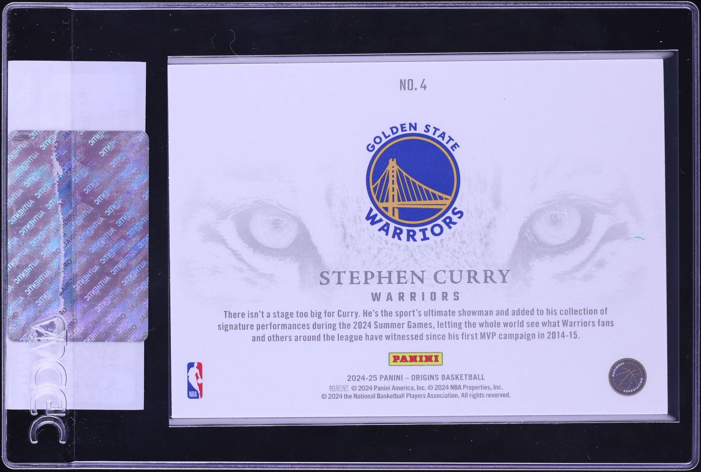 2024 Panini Origins White Tiger Eyes Stephen Curry #4 CGC AUTH on